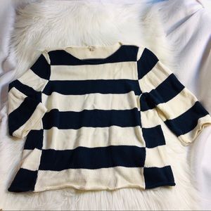 Gap chunky sweater XL navy blue white striped